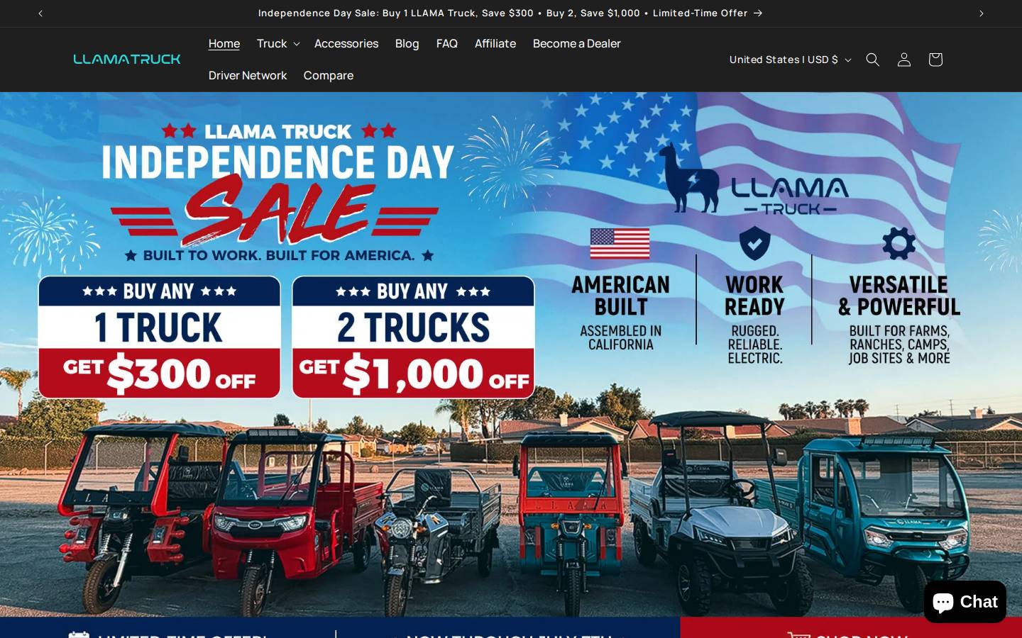 Llamatruck homepage screenshot