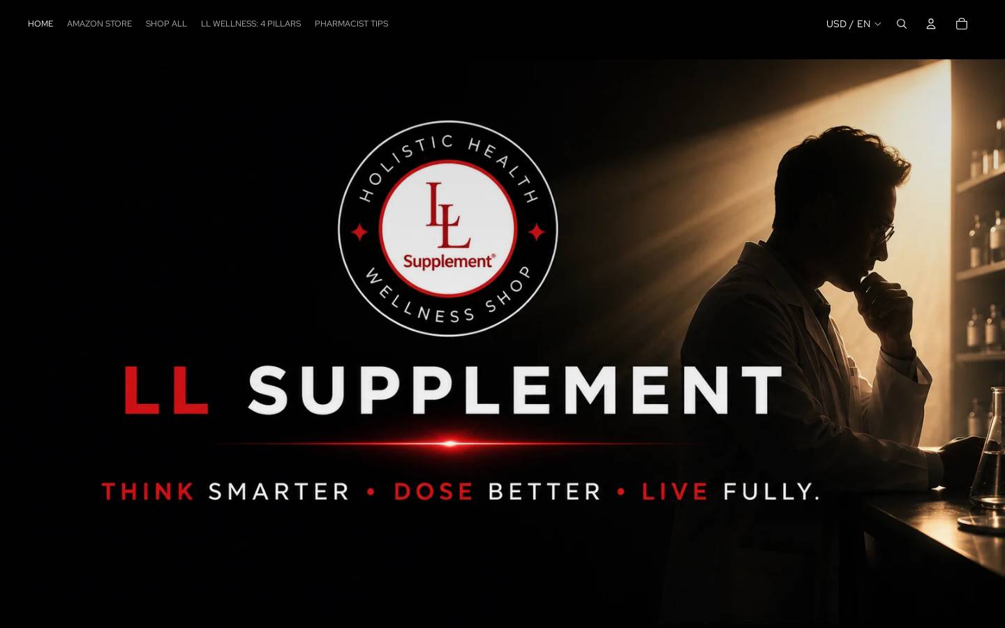 LL Supplements homepage screenshot