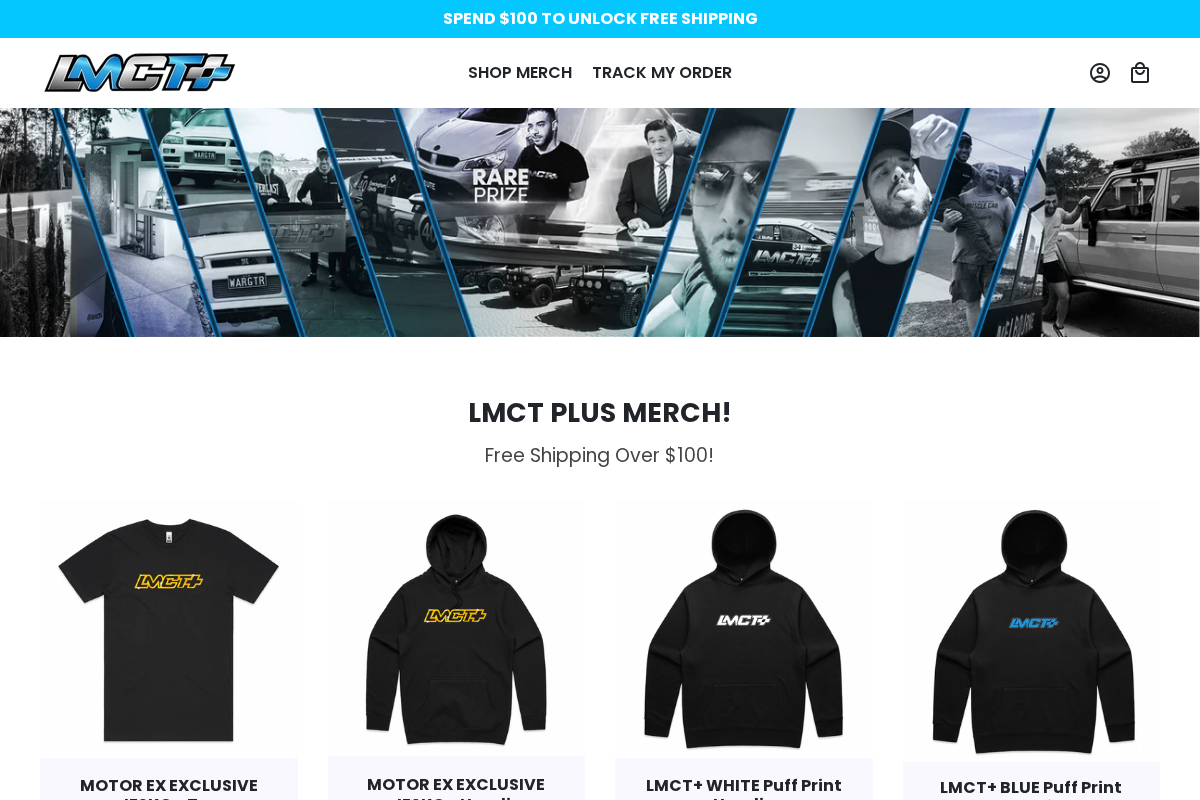 LMCT+ Merch homepage screenshot