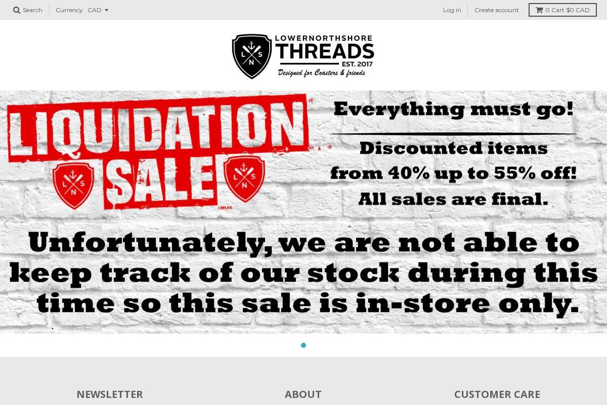 lnsthreads.ca homepage screenshot