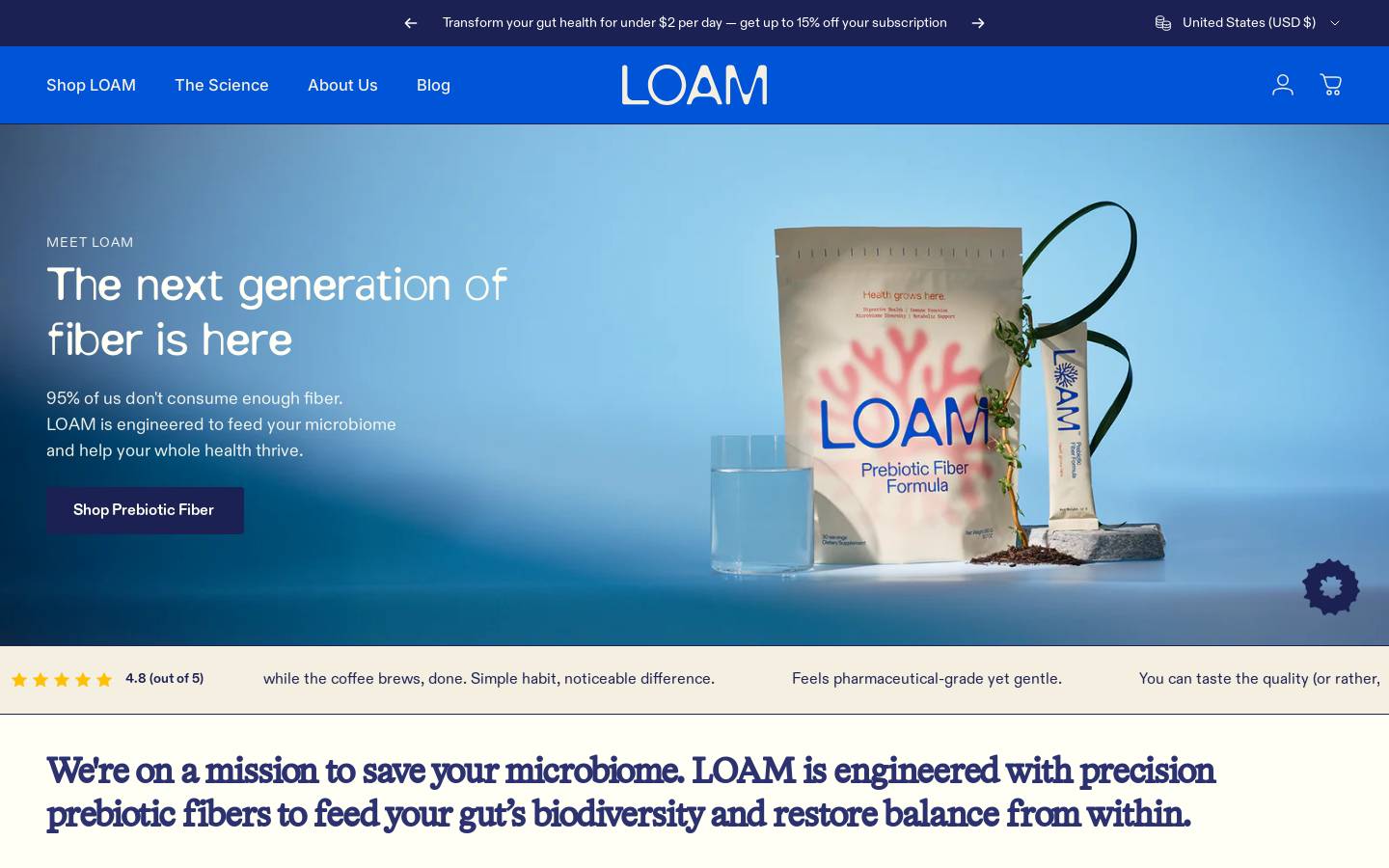 Loamscience homepage screenshot