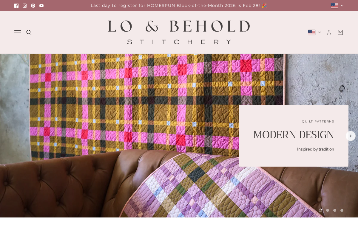 Lo & Behold Stitchery homepage screenshot