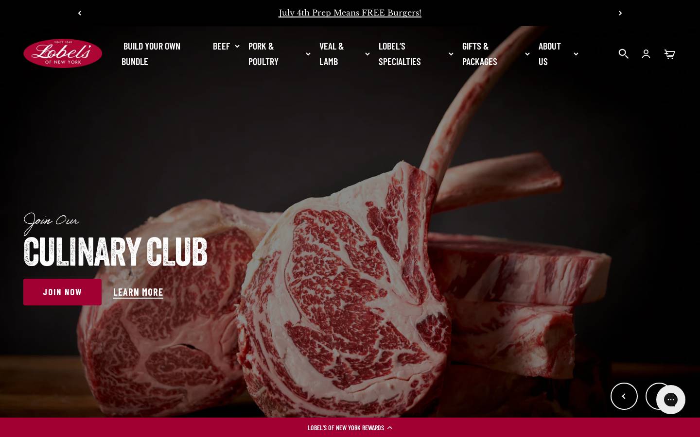 Lobel's of New York homepage screenshot