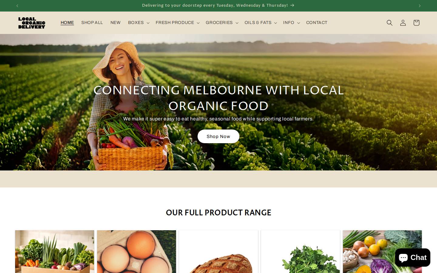 localorganicdelivery.com.au homepage screenshot