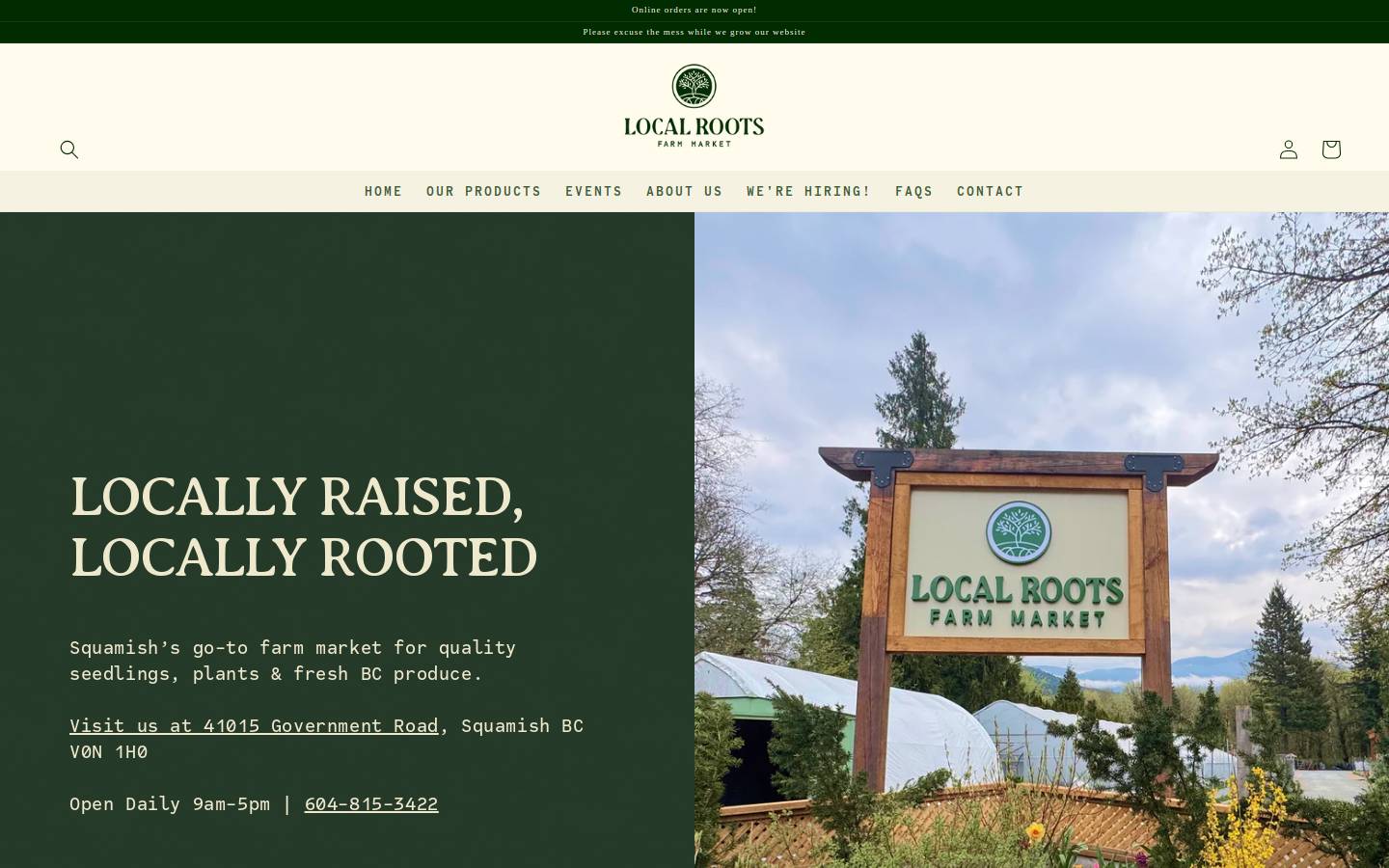 localrootsbc.com homepage screenshot