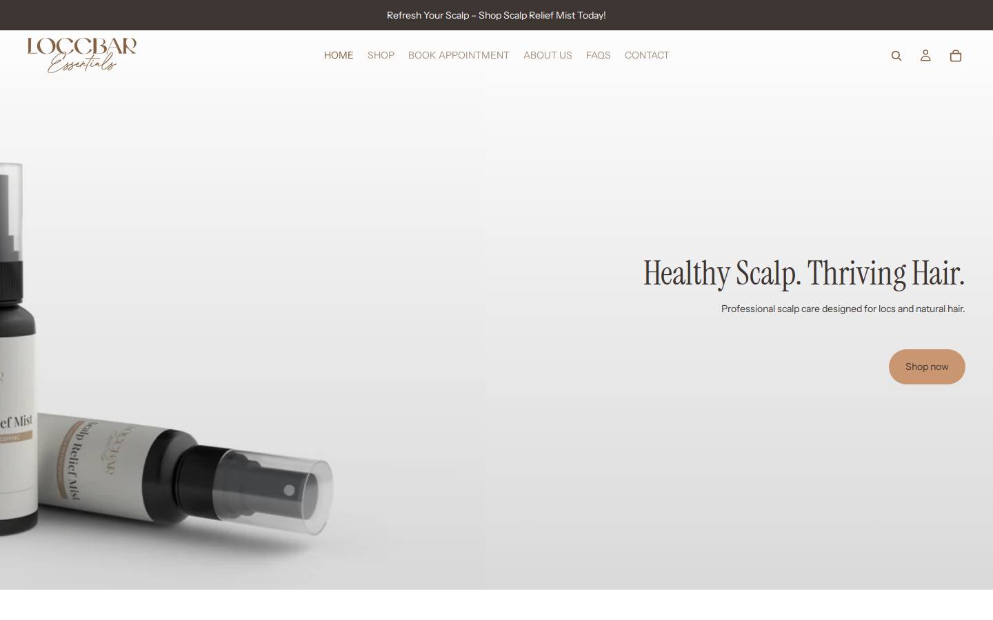 loccbaressentials.com homepage screenshot