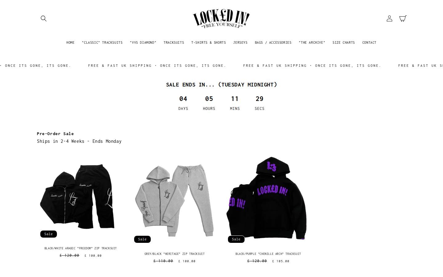 LOCK£D IN! CLOTHING homepage screenshot