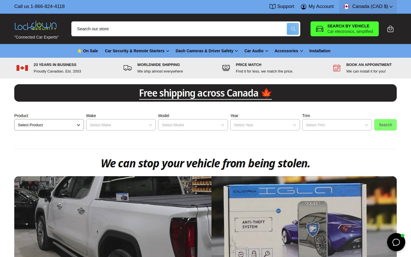 lockdownsecuritycanada.ca homepage screenshot