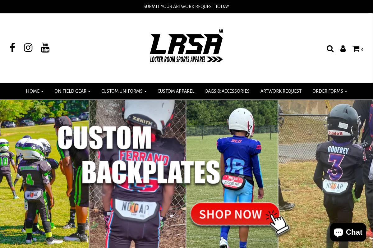 lockerroomsportsapparel.com homepage screenshot