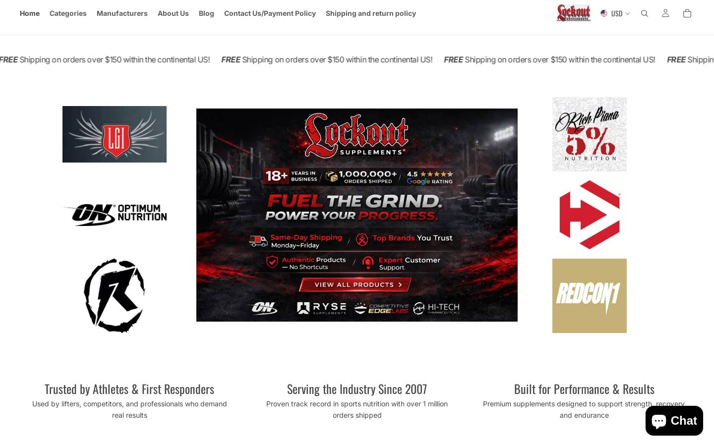 Lockoutsupplements homepage screenshot