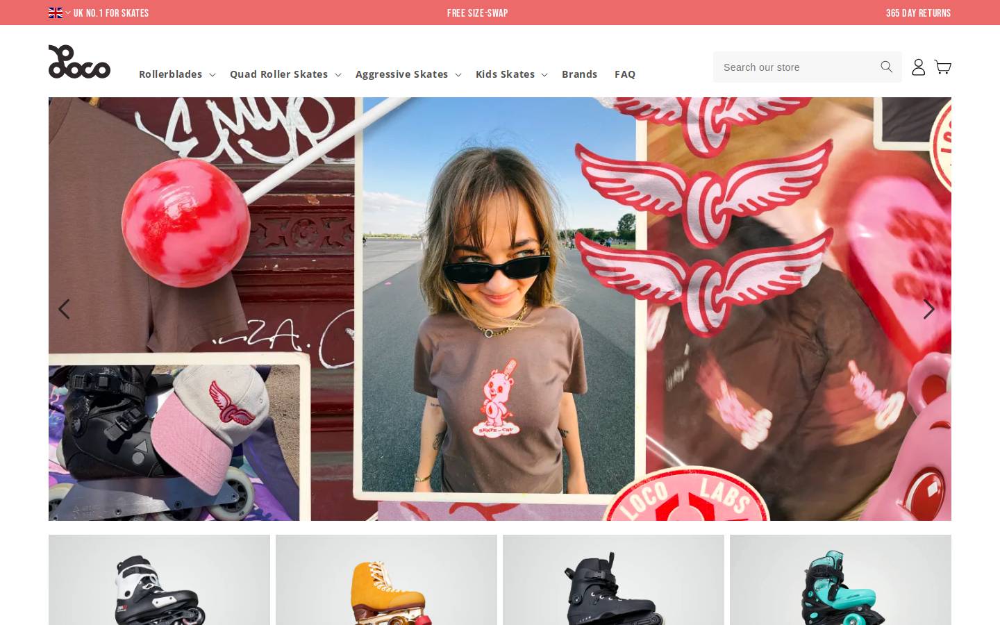 LocoSkates homepage screenshot
