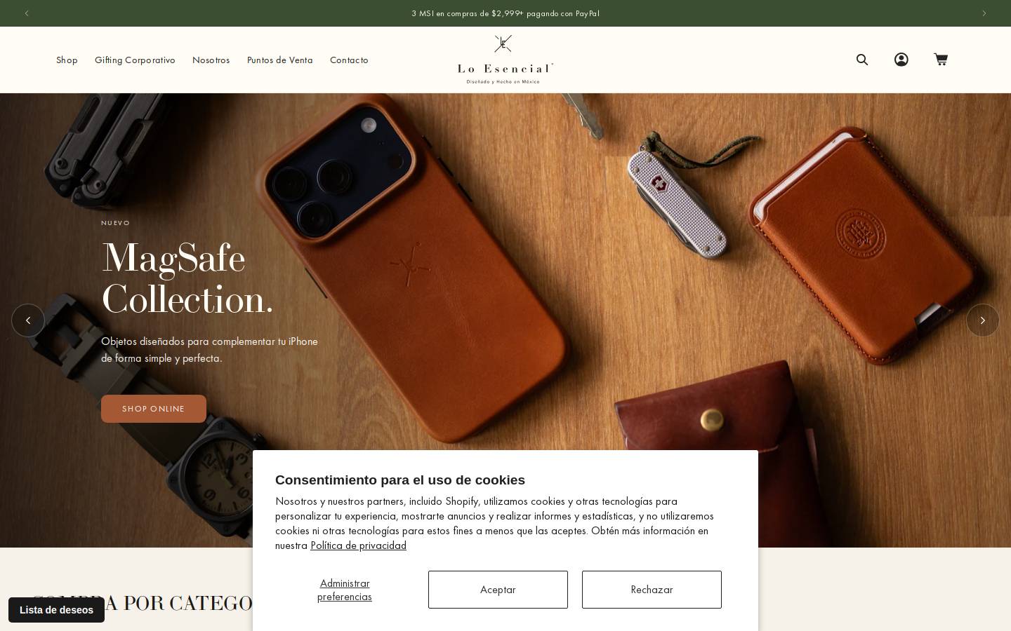 loesencial.mx homepage screenshot