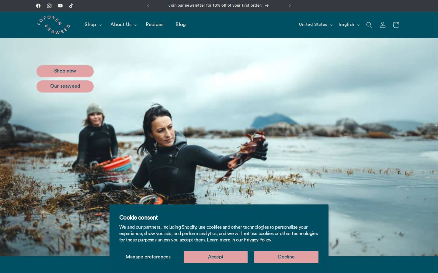 Lofotenseaweed homepage screenshot