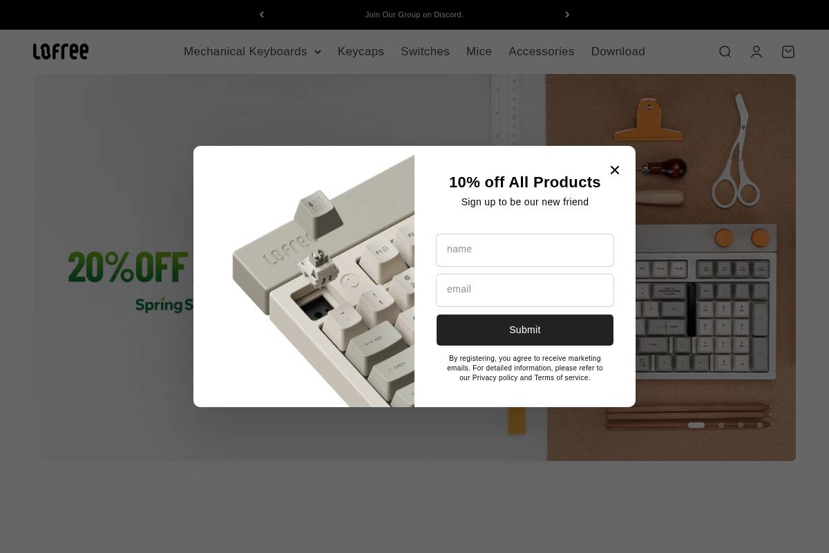 lofree homepage screenshot