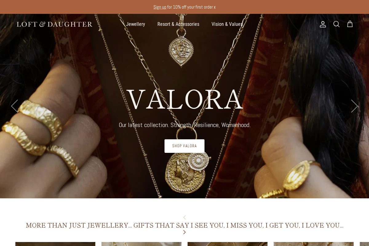 Loft & Daughter homepage screenshot