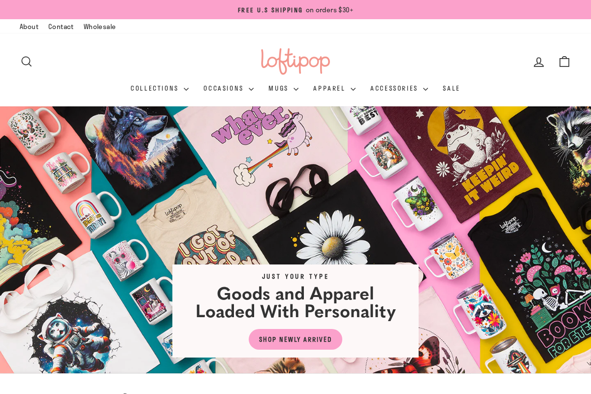 Loftipop homepage screenshot