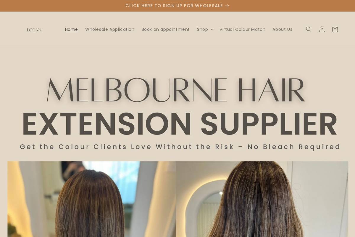 loganhairextensions.com homepage screenshot