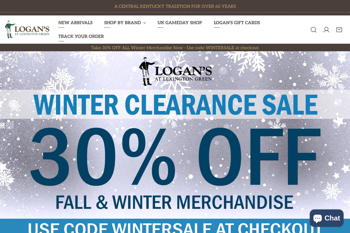 Logan's of Lexington homepage screenshot