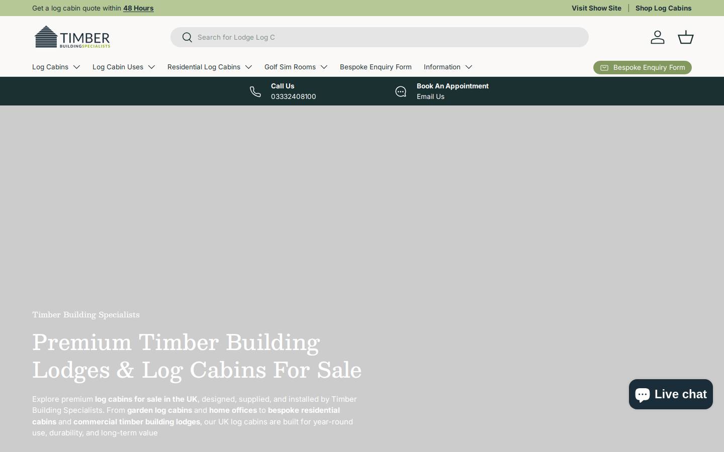 logcabinspecialists.co.uk homepage screenshot