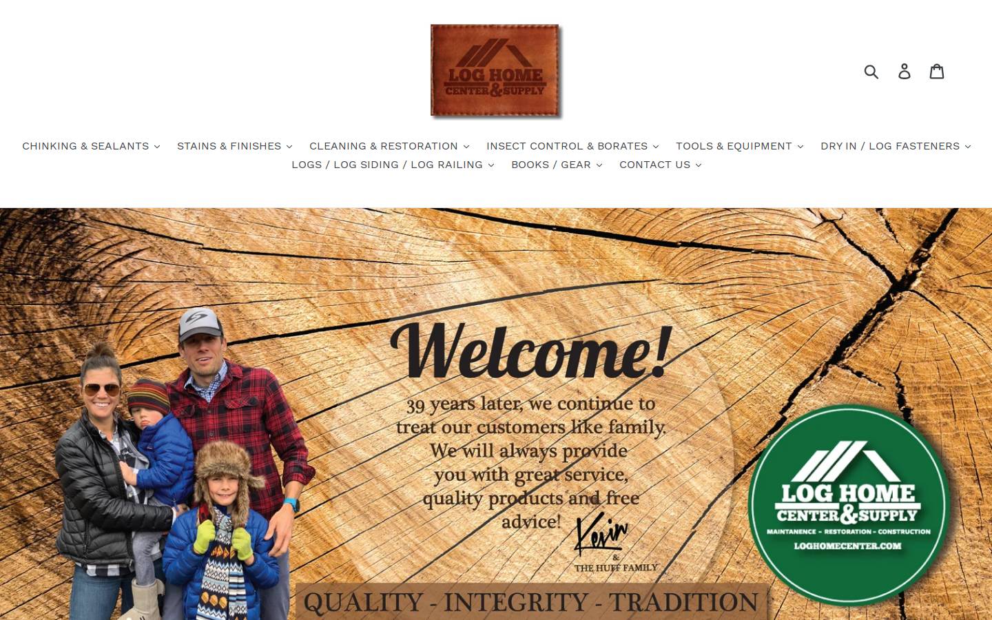 loghomecenter.com homepage screenshot