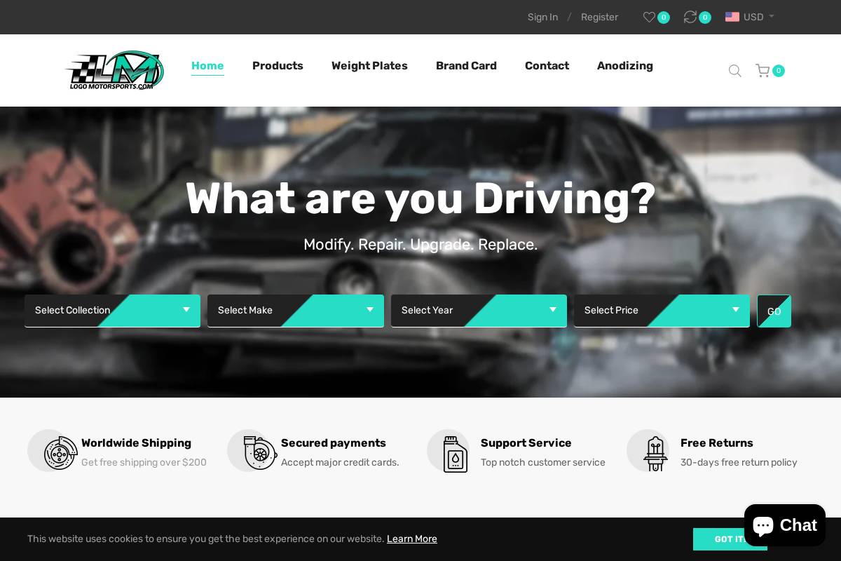 logomotorsports.com homepage screenshot