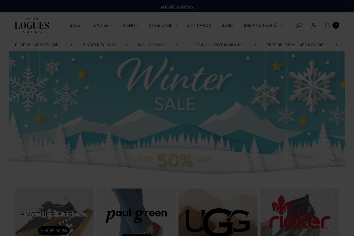 Logues Shoes homepage screenshot