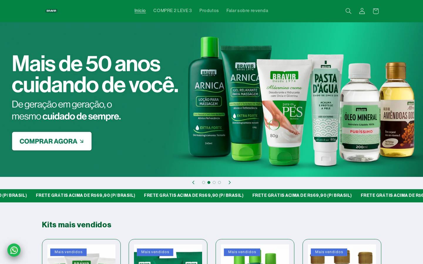 lojabravir.com.br homepage screenshot