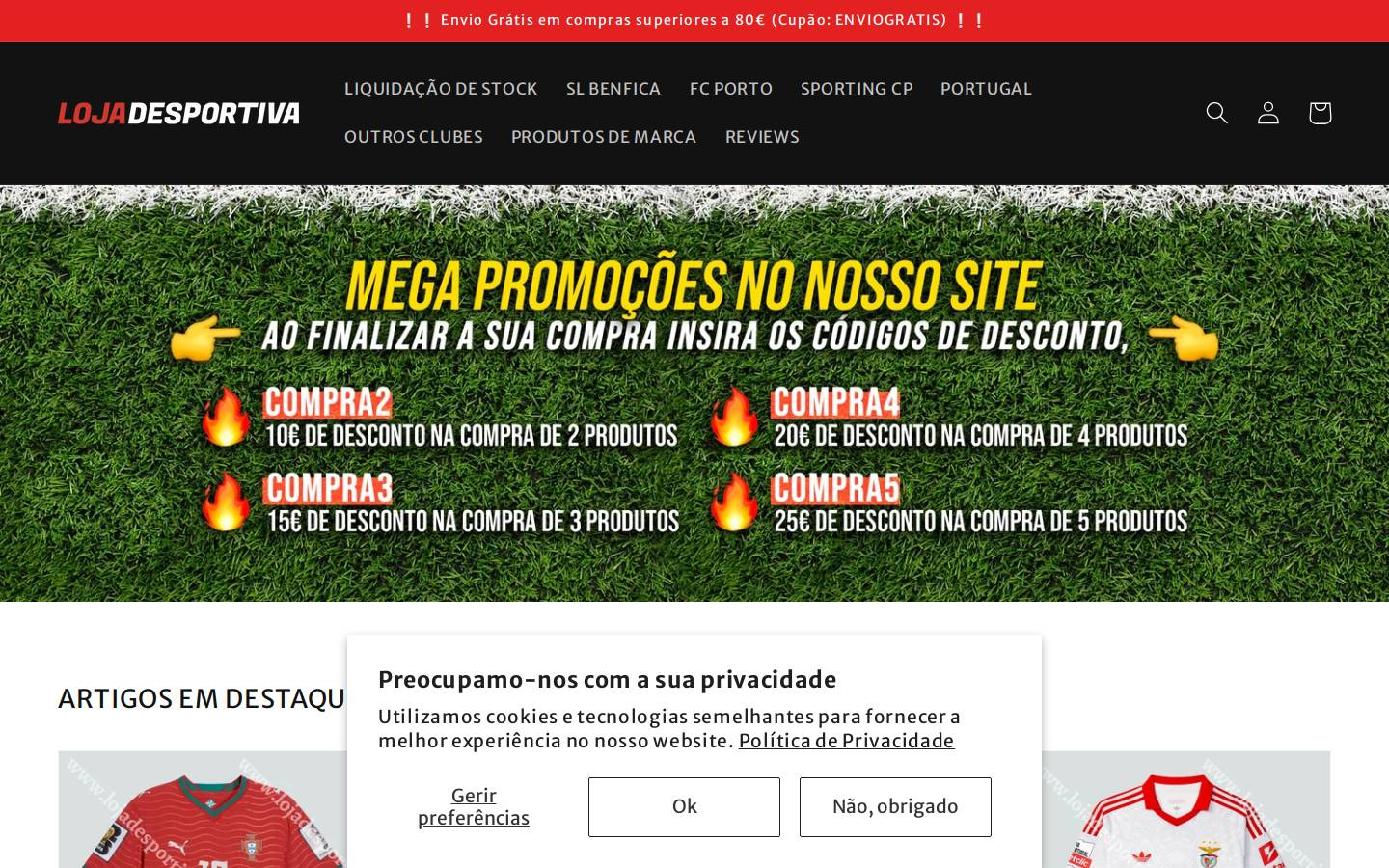 Lojadesportiva homepage screenshot