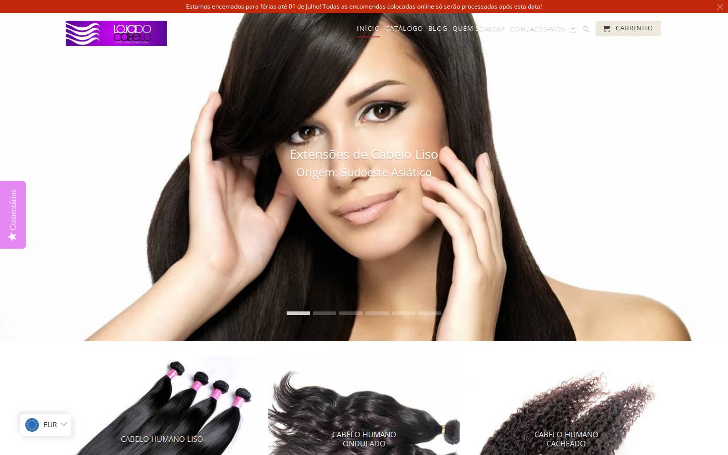lojadocabelo.com homepage screenshot