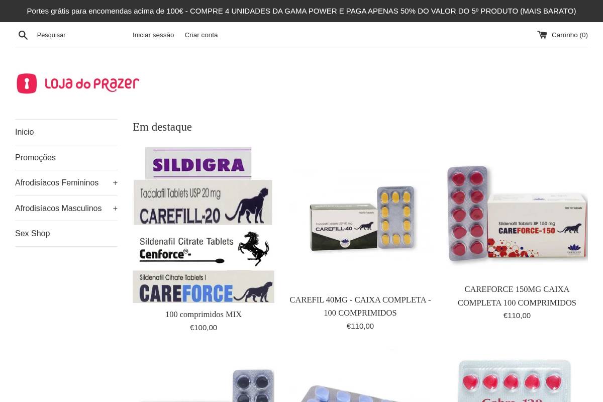 lojaprazer.com homepage screenshot