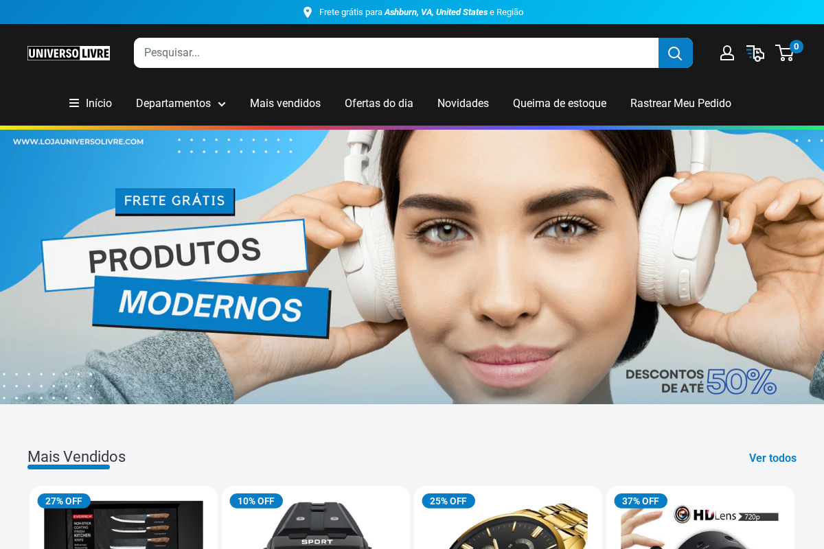 Loja Universo Livre homepage screenshot