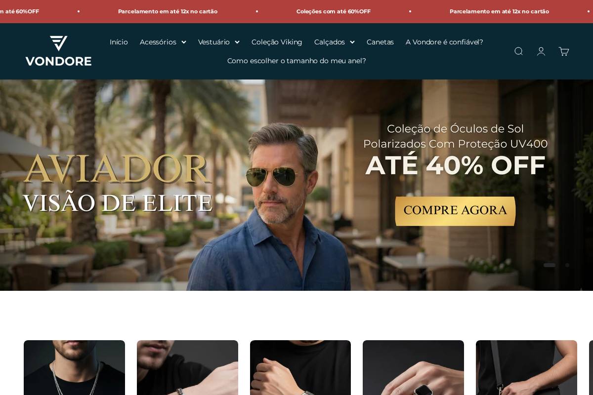 Loja Vondore homepage screenshot