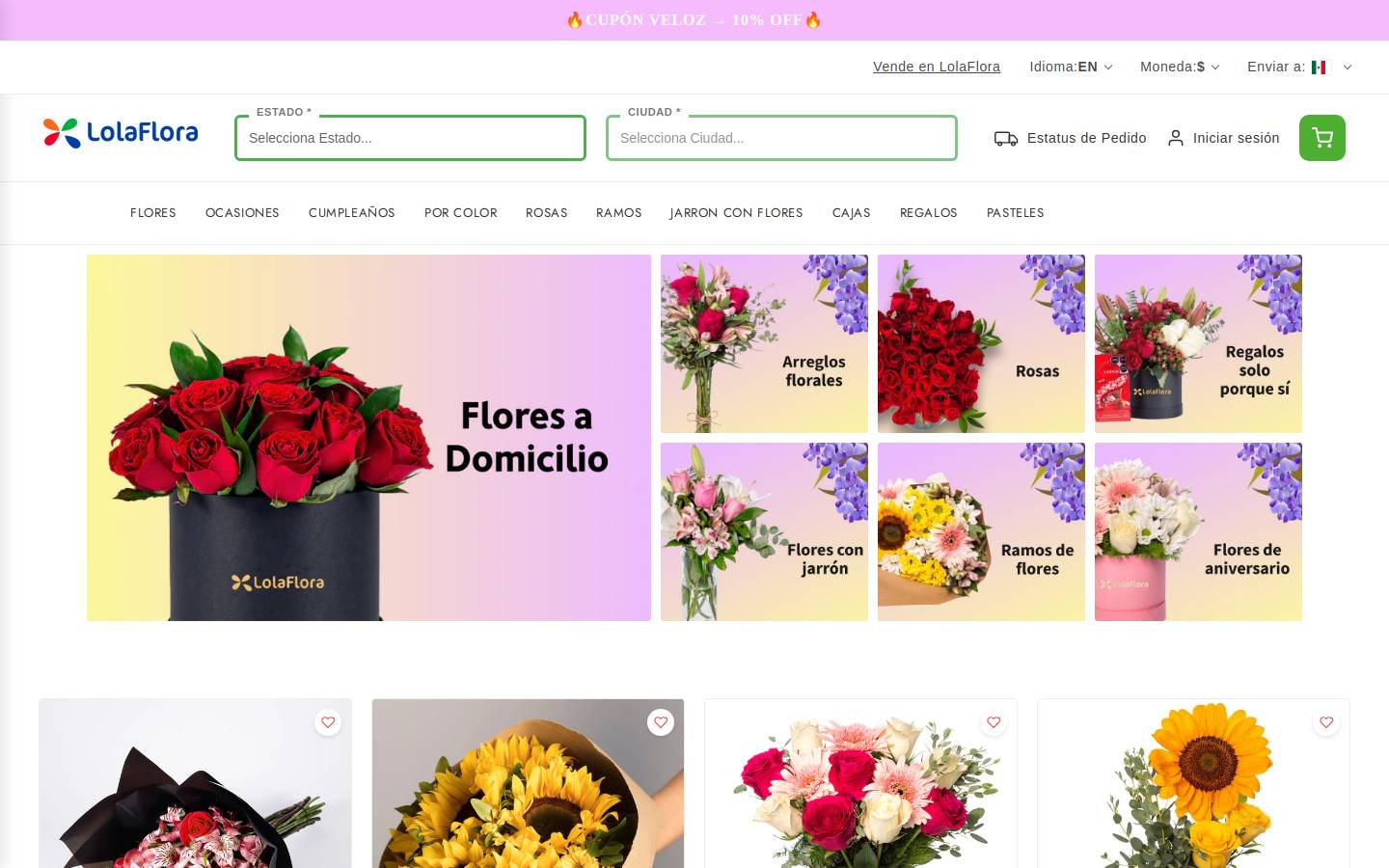 LolaFlora homepage screenshot