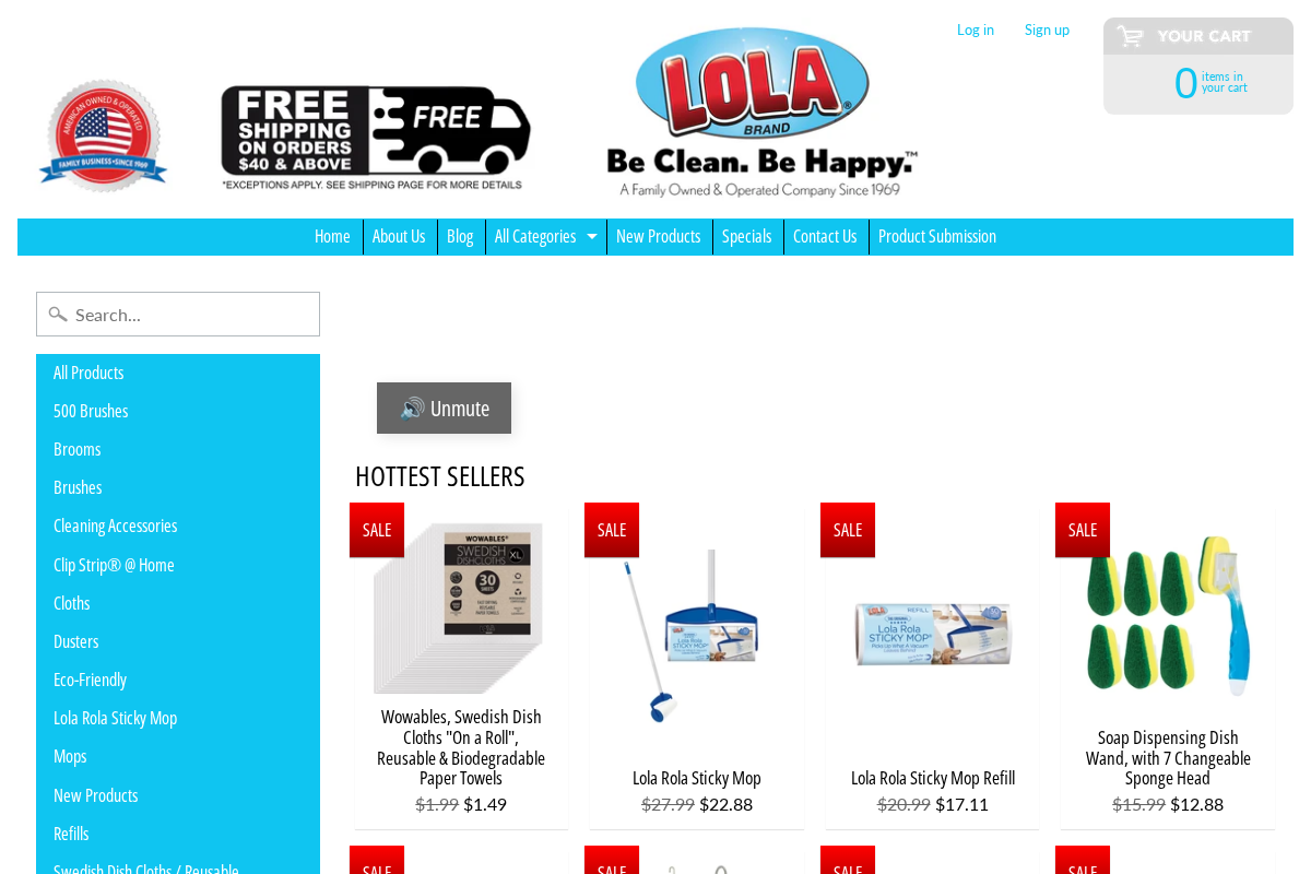 Lola Products homepage screenshot