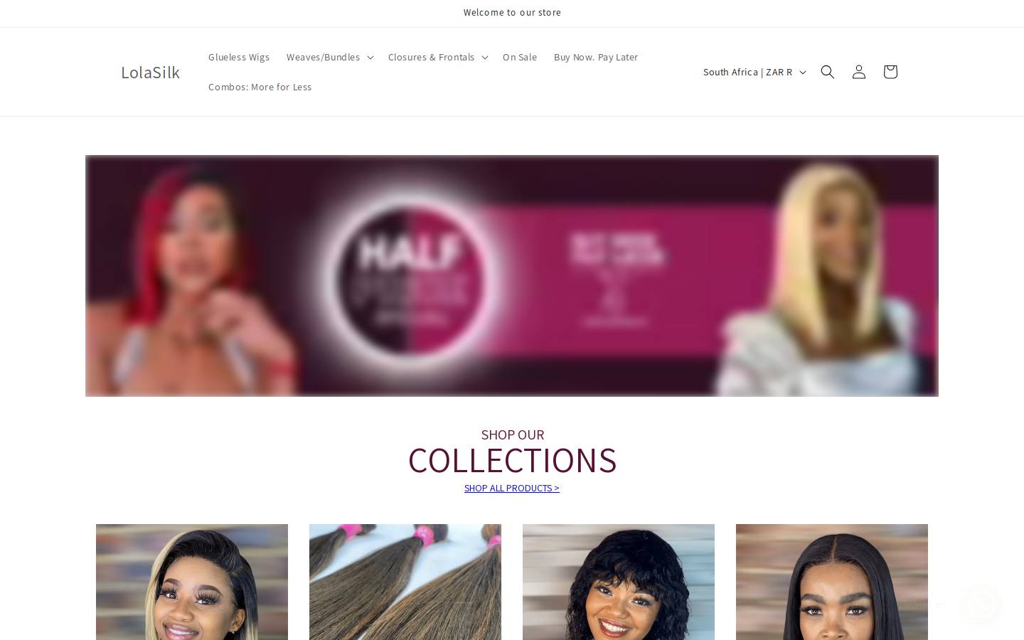lolasilk.co.za homepage screenshot