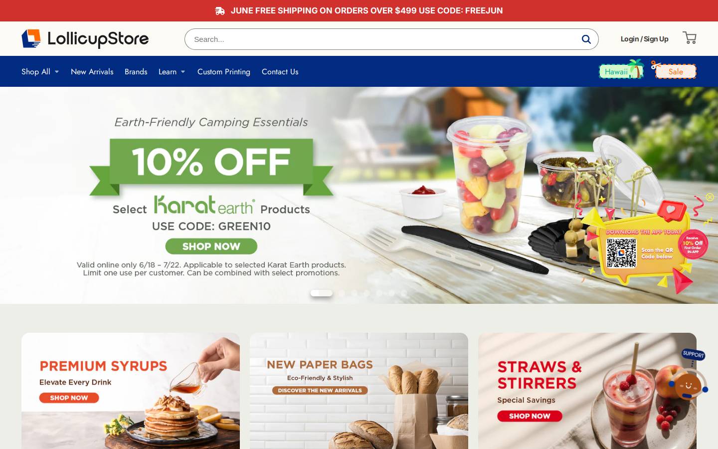 Lollicupstore homepage screenshot