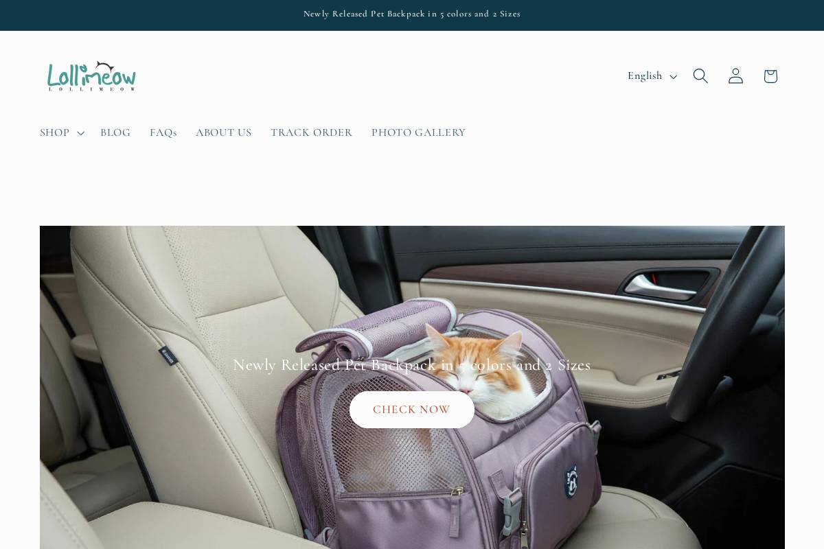 lollimeowpet.com homepage screenshot