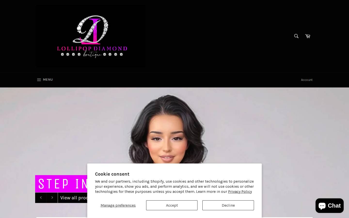 lollipopdiamondboutique.com homepage screenshot
