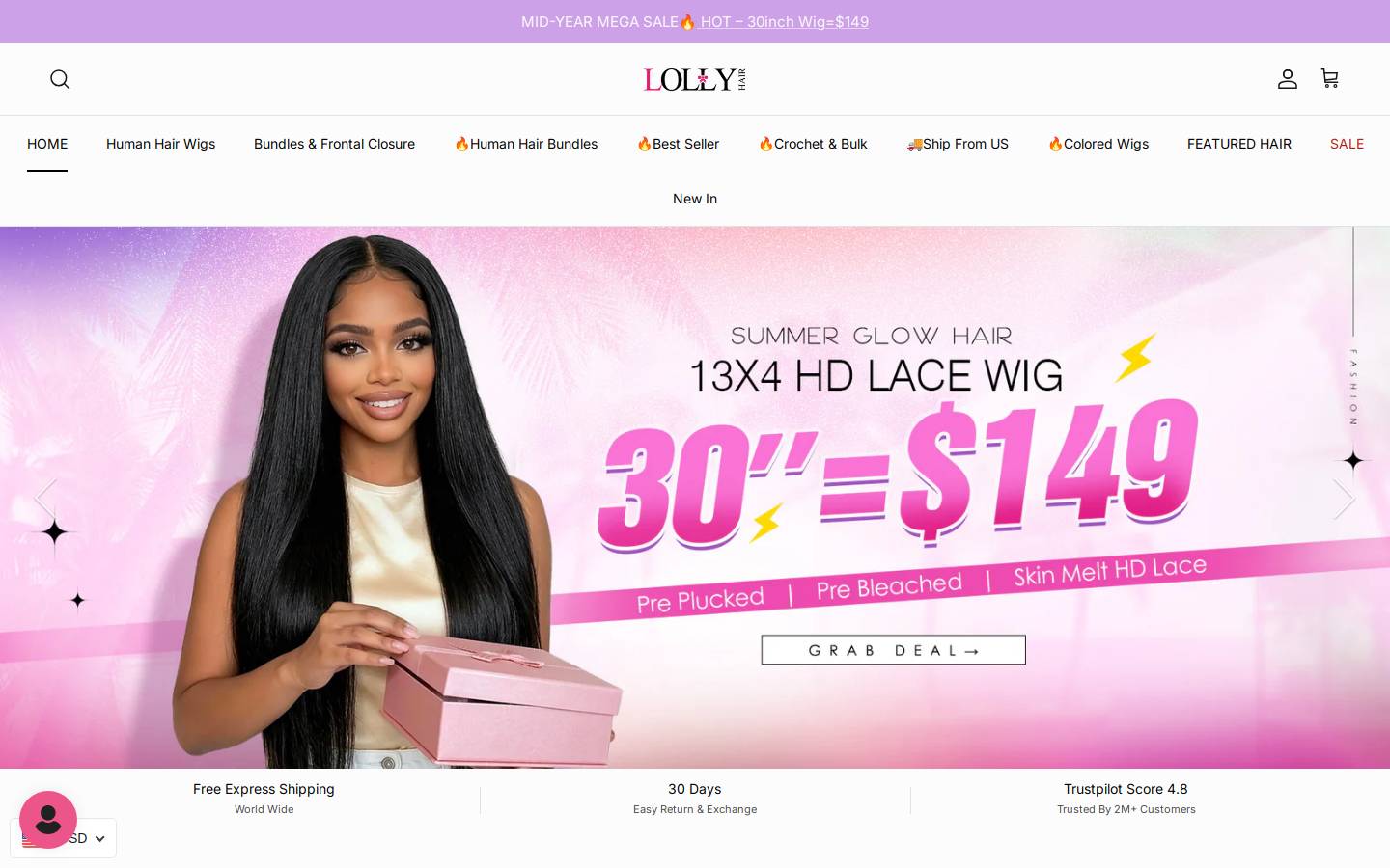 LollyHair homepage screenshot