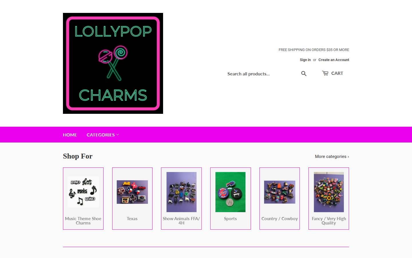 lollypopcharms.com homepage screenshot