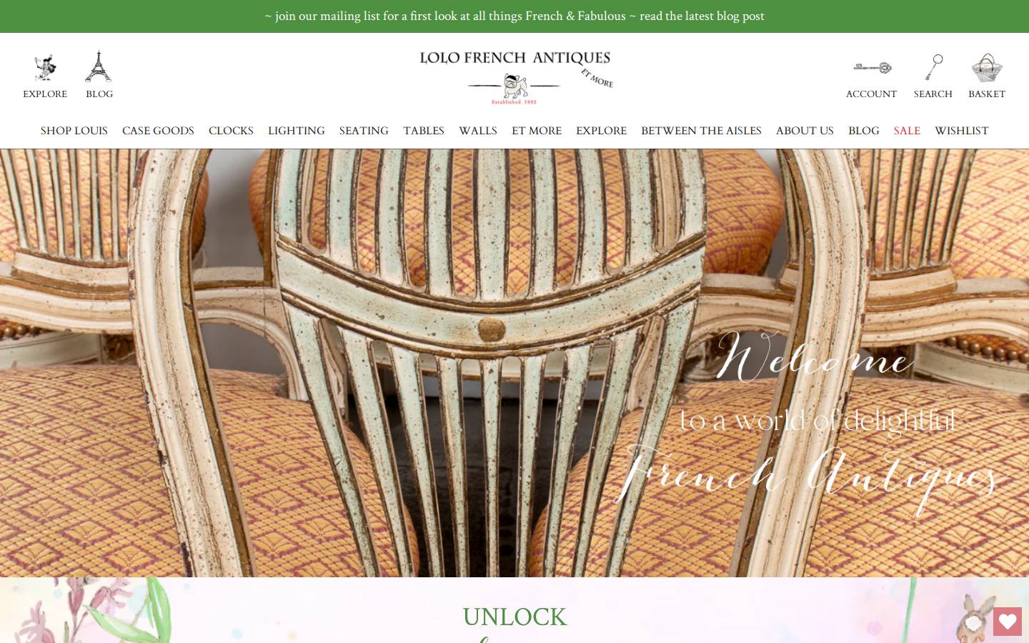 lolofrenchantiques.com homepage screenshot
