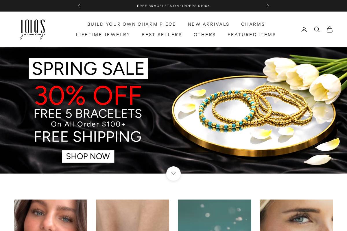 Lolojewelry homepage screenshot
