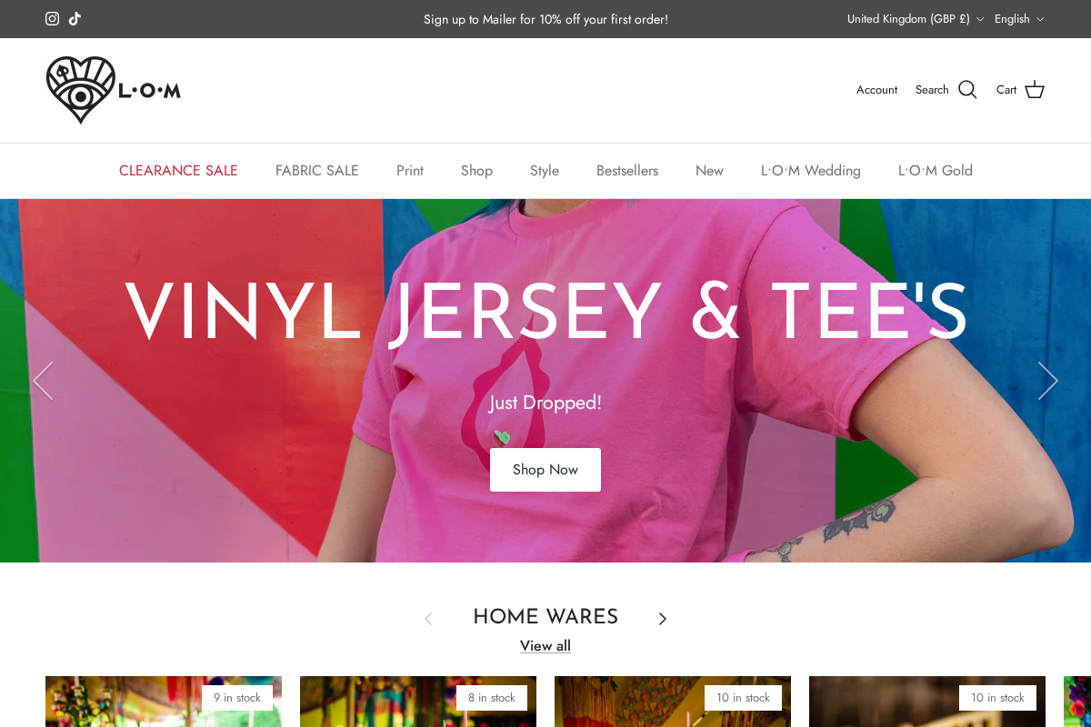 L.O.M Fashion homepage screenshot