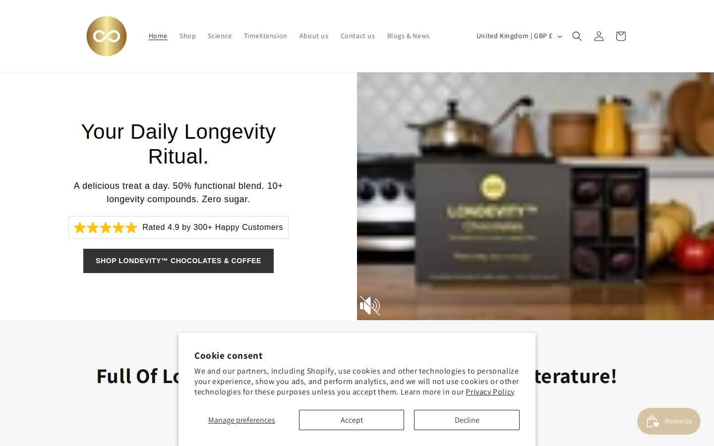 Londevity homepage screenshot