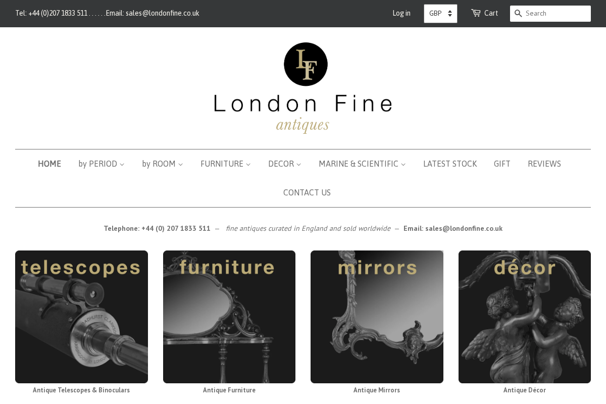 London Fine Antiques homepage screenshot
