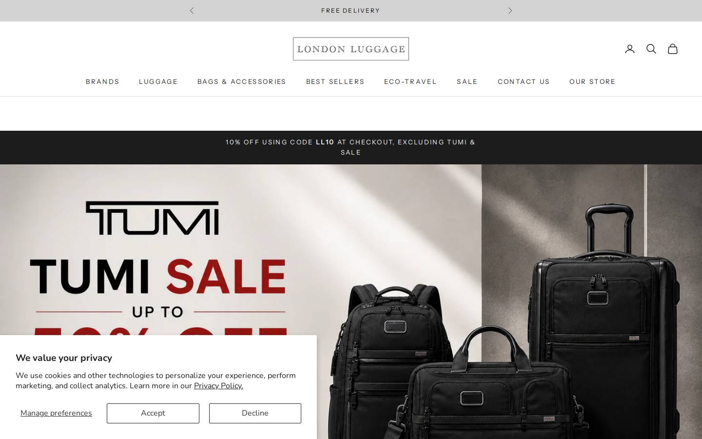 London Luggage homepage screenshot
