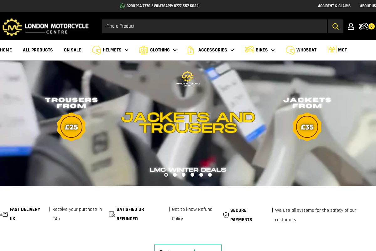 London Motorcycle Centre homepage screenshot