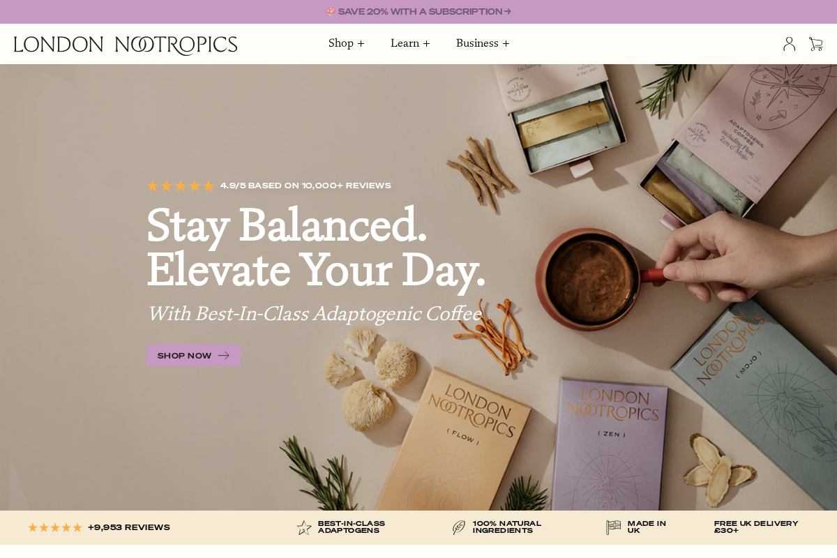 London Nootropics homepage screenshot