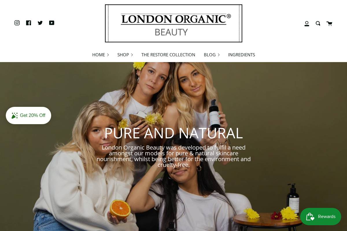 londonorganicbeauty.com homepage screenshot