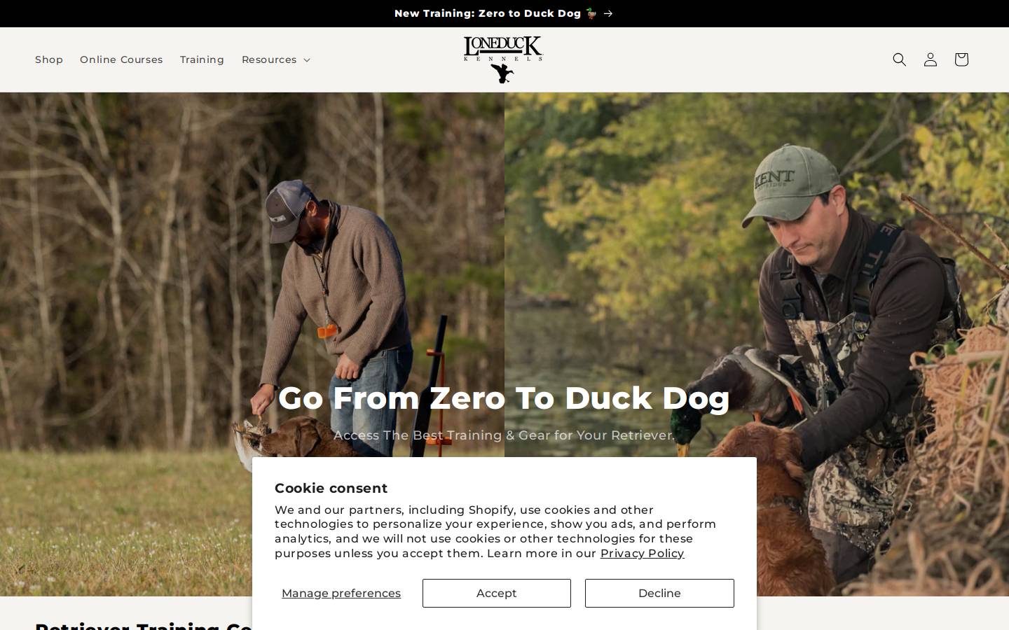 loneduckoutfitters.com homepage screenshot